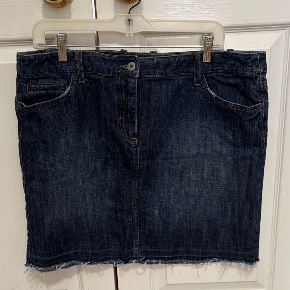 LOFT Indigo Denim Mini Skirt 14